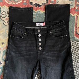 Cabi Black Button Fly Straight Jeans Size 6 (stretchy, could fit size 8)  #4149